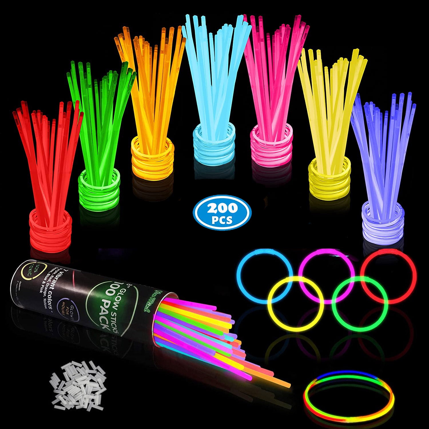 100PCS Glow Sticks Bracelets and Necklaces Premium Glow in the Dark