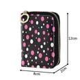 thumbnail image 4 of PU Leather Zipper Card Case Credit Card Holder Small Wallets Pink and White Polka Dots, 4 of 7