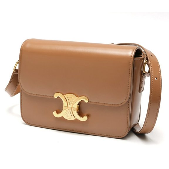 Pre-Owned Celine Teen Triomphe Bag Shoulder 18842 Shiny Calfskin Brown