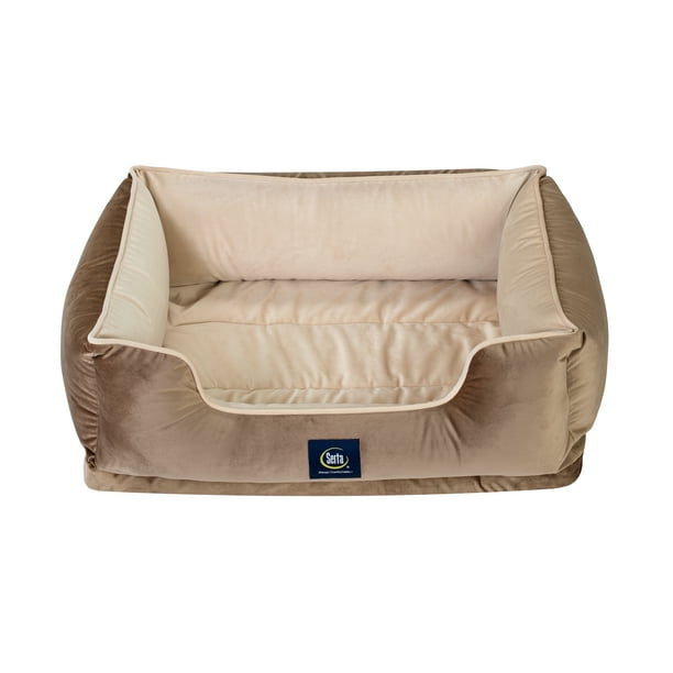 Serta Ortho Cuddler Pet Dog Bed, Large, 34"x24", Brown