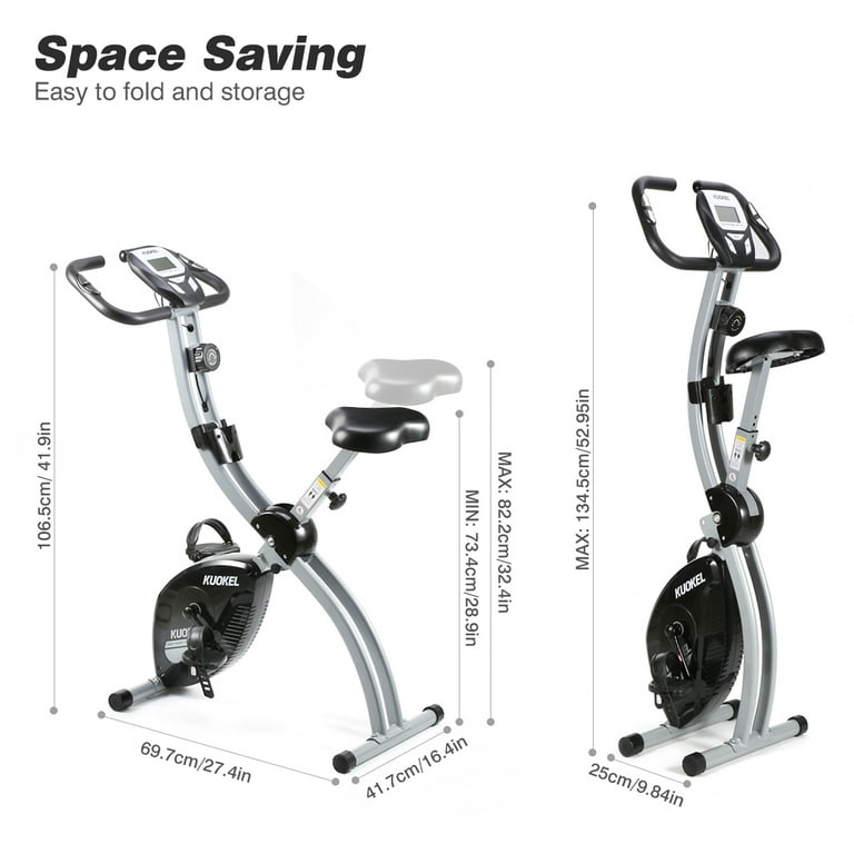 Exercise Bike KUOKEL HSM B139B Foldable Exercise Bike With Digital Monitor 8 Resistance Levels Adjustable Seat Height For Indoor Use