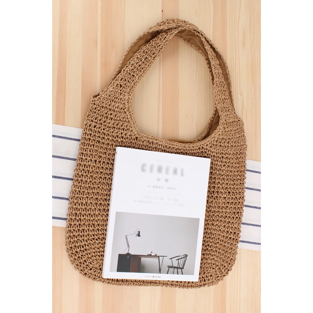 Women Beach Bag Fashion Simple Single Shoulder Crochet Handmade Weaving Handbag