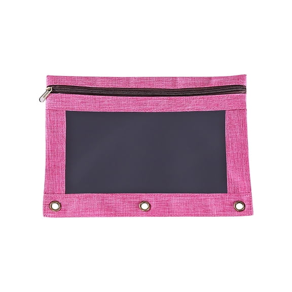 Nkmbld Colored File Folders Three-Hole Pencil Case Zipper Transparent Pvc Document Storage Bag Detachable Folder Large Capacity Pencil Case, Pink