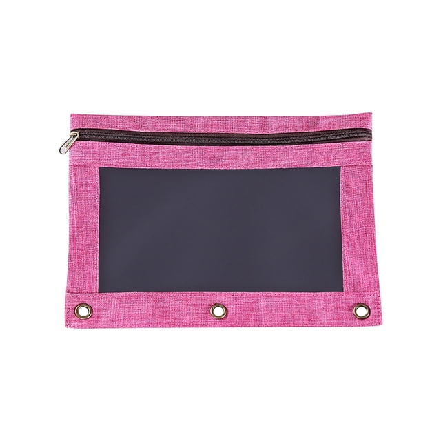 Estuche para lápices, bolsa para lápices, estuche para lápices de tres agujeros, con cremallera, bolsa de PVC transparente para guardar documentos, carpeta desmontable, estuche para lápices de gran ca