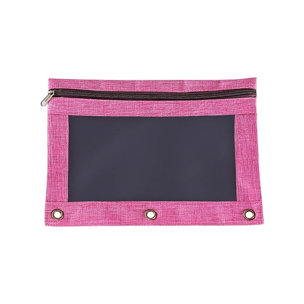 Estuche de lápices de tres agujeros con cremallera, transparente, de PVC, para guardar documentos, carpeta desmontable, estuche de lápices de gran capacidad.