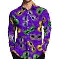 thumbnail image 5 of Fgvctg Carnival Party Long Sleeve Button Down Shirts for Men V Neck Blouse Soft Mask Print Shirts Oversized Collared Business Casual Outfits Dark Purple XL, 5 of 5