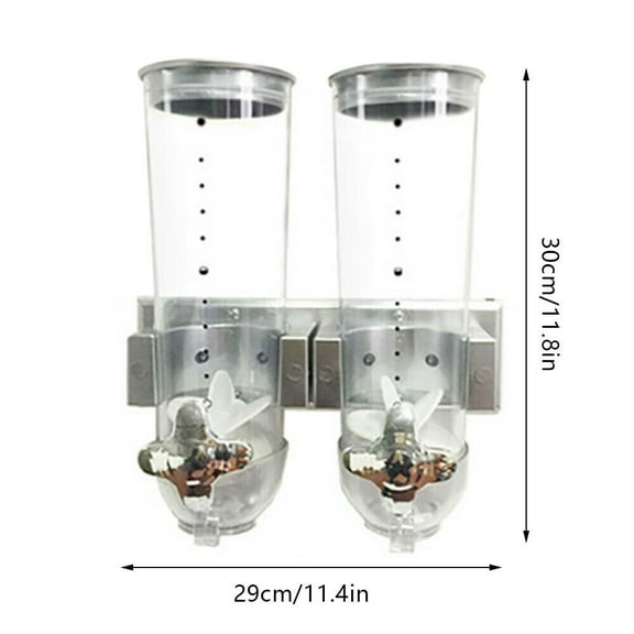 3L Kitchen Cereal Dispenser Wall Mount Double Dry Food Dispenser Cereal Storage Container Home Silver/Black