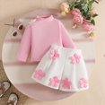 thumbnail image 2 of HCNTES Baby Girl Clothes Winter Toddler Baby Girl Outfits Long Sleeved Round Neckline Cute Applique Long Sleeved Top Fabric Applique Shorts Set 2PCS, 2 of 9