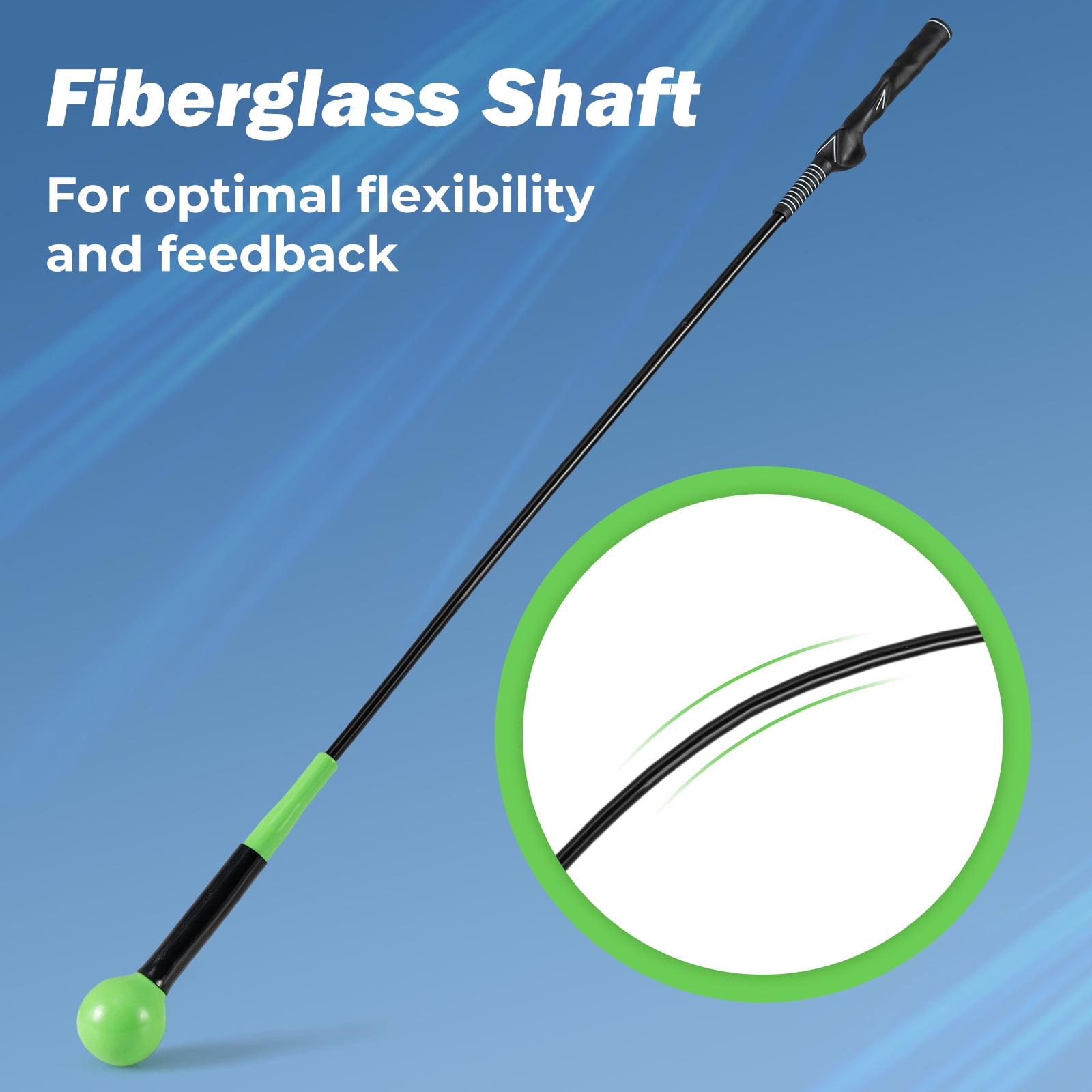 Gymax Golf Swing Trainer Aid 47'' Warm-up Practice Stick w/Weighted Head for Grip Green