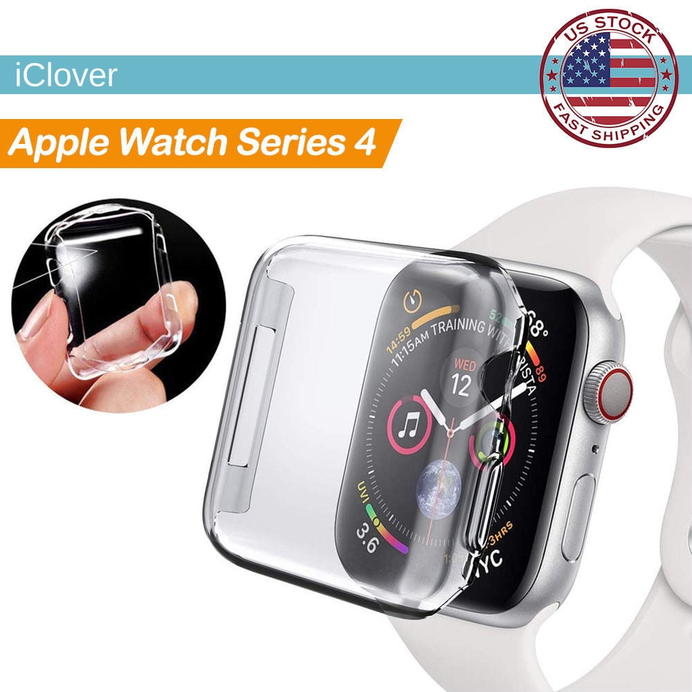 For Apple Watch Series 4 TPU Case Screen Protector,iClover 40mm Slim Full Body Clear Soft Built