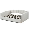 thumbnail image 6 of Full Size Upholstered Daybed with Underneath Storage, Linen Fabric Sofa Bed Frame with Slats Support and Solid Wood Legs for Living, Bedroom, Guest Room, No Box Spring Needed, White, 6 of 9