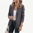 thumbnail image 5 of Women's Solid Lapel Blazer Jacket, Long Sleeve Button Front Suit Coat with Pockets, Casual Business Outerwear Gray XXL(XXL), 5 of 6