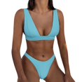 thumbnail image 3 of Aayomet Ensembles de Bikini Taille Haute pour Femmes Bikini Multicolore Uni (L, TG), 3 of 4