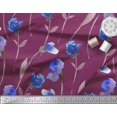 thumbnail image 3 of Soimoi Tissu Georgette Poly Rouge Feuilles, Tissu Imprimé Floral Violet et Bleu 1 Yard 52 Pouces de Large, 3 of 3