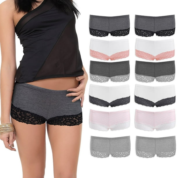 Emprella Boy Shorts Underwear for Women, Cotton Women's Panties Lace