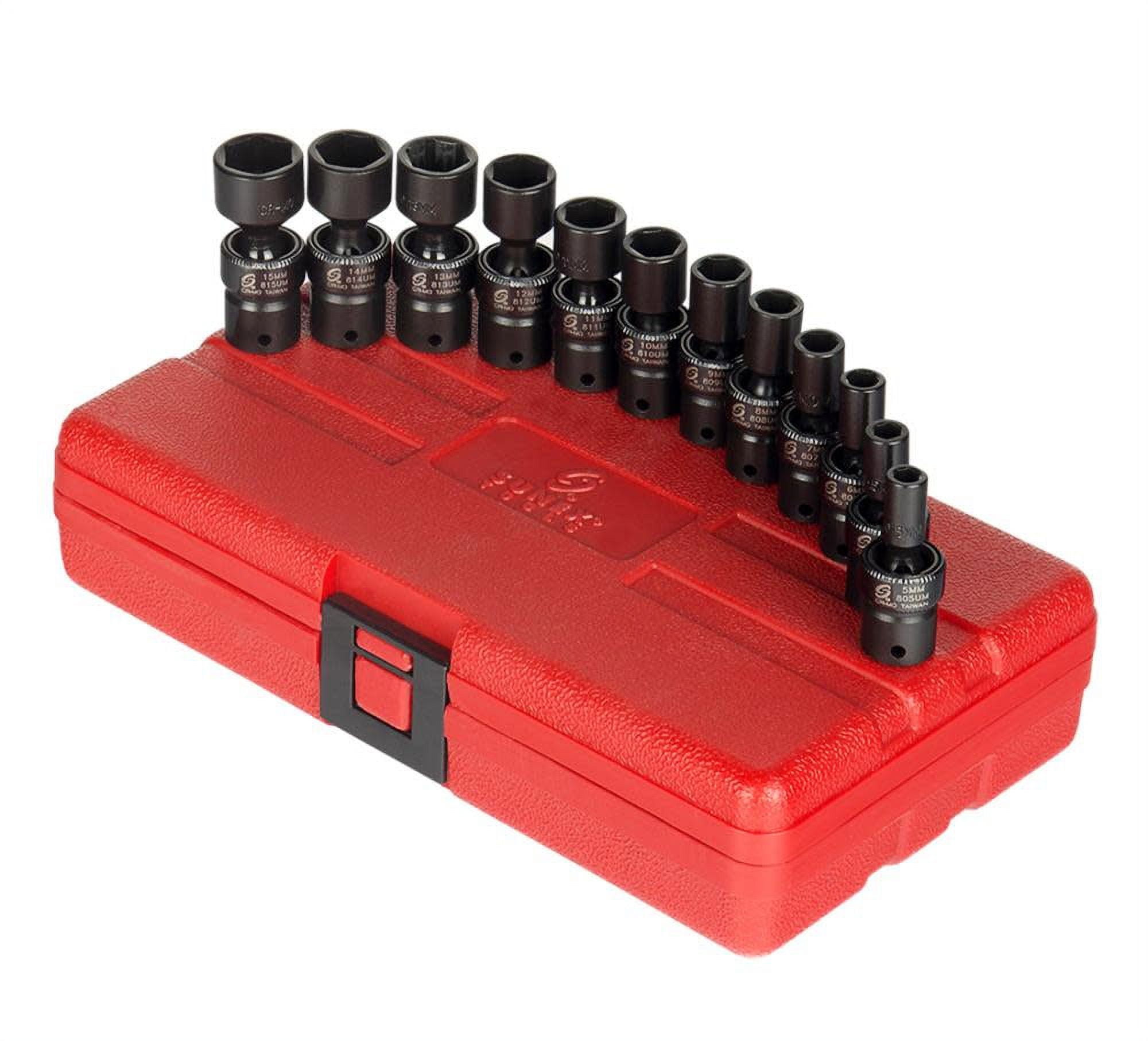 Sunex 1814 12-Piece 1/4 in. Drive Metric Universal Impact Socket Set