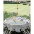 thumbnail image 3 of Floral Eucalyptus Leaves Table Cloth Round Tablecloth, Daisy Summer Botanical Wooden Waterproof Wrinkleproof Table Cover with Umbrella Hole and Zipper for Party/Dining/Patio/Wedding 60 Inch, 3 of 9