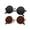 2 Pack-Black Frame Black Lens + Golden Frame Brown Lens, variant on Round Polarized Sunglasses for Men Women Retro Metal Hippie Circle Style Sun Glasses