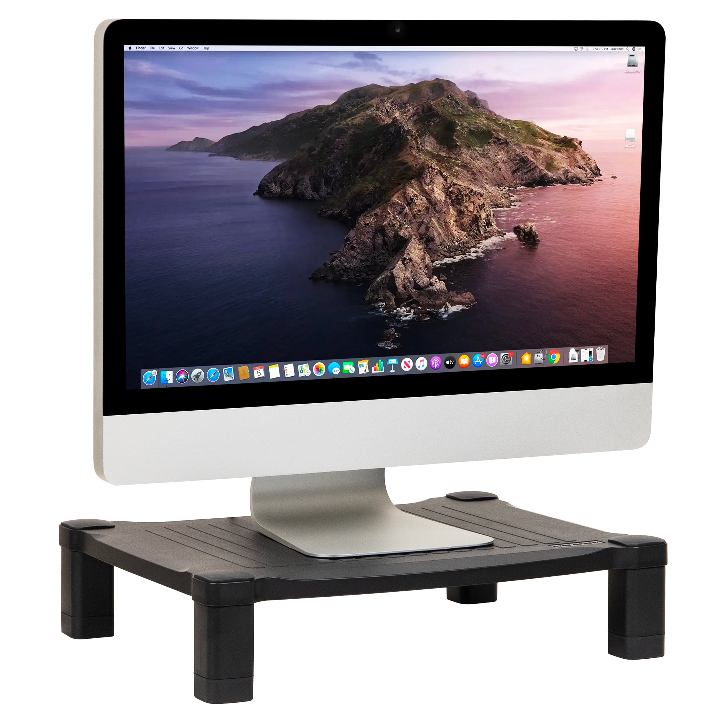 Mind Reader Adjustable Plastic Monitor Stand with Storage, Laptop Riser, Desktop Organizer for Office or Home, Holds 22 lbs