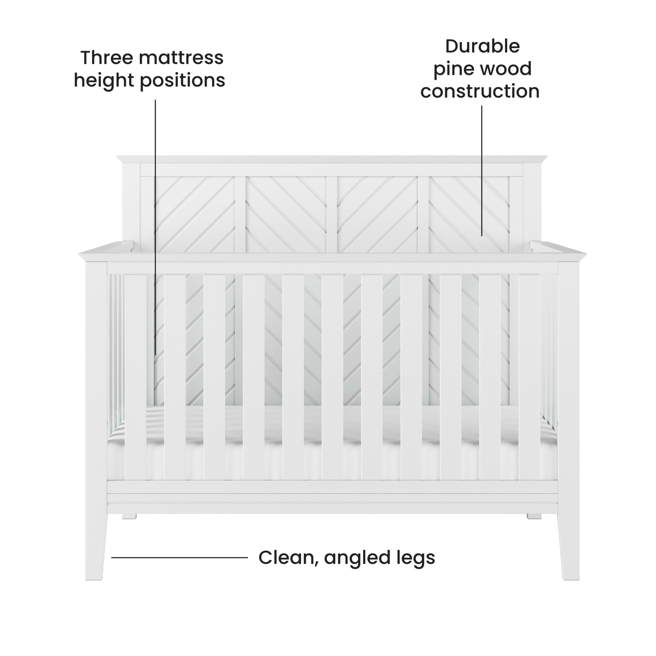 Child Craft Atwood Crib, Dresser & Chest Nursery Set, 4-in-1 Convertible Crib, Matte White, 3-Piece Nursery