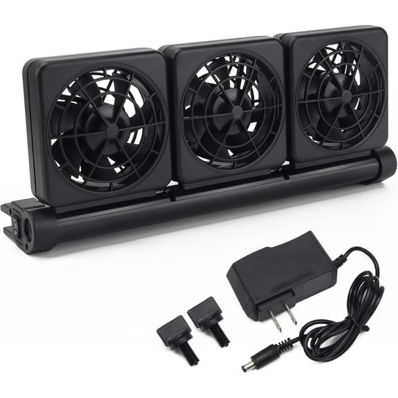 Aquarium Chiller, Fish Tank Cooling Fan System for Salt Fresh Water Wide Angle Adjustable，3-Head Fan
