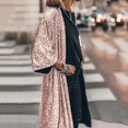 thumbnail image 4 of Cárdigan holgado con puntadas abiertas y mangas para mujer, chaqueta con capa de longitud media con lentejuelas brillantes, ropa de calle, 4 of 4