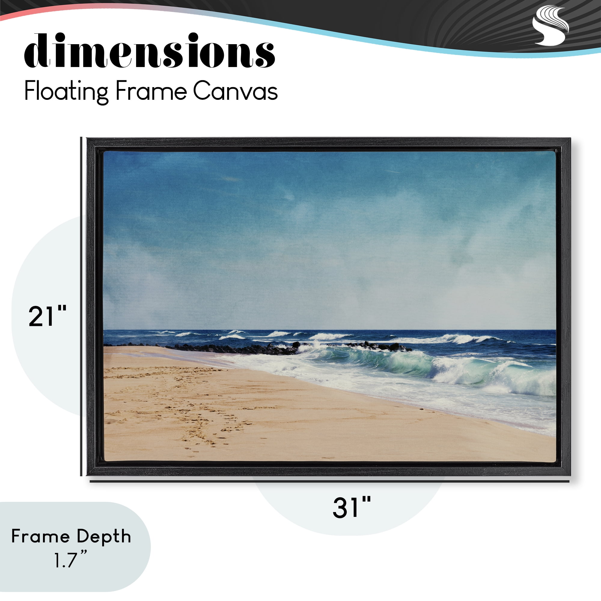 Stupell Industries Atlantic Waves Shoreline Black Framed Floater Canvas Wall Art, design by Dirk Wüstenhagen