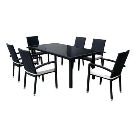 7 Piece Black Resin Wicker Outdoor Furniture Patio Dining