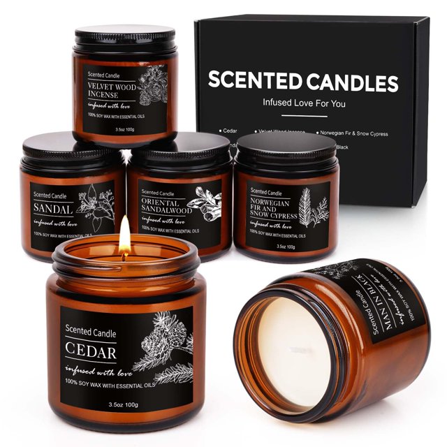Juego de 6 Velas Aromáticas de Soja Natural Aottom para Hogar, Set de Regalo