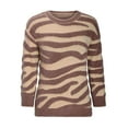 thumbnail image 6 of ALLLIST Fall Ladies Sweaters Pullover Brown Tiger Stripe Long Sleeve Raglan Sweaters Teen, 6 of 6