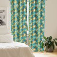 thumbnail image 2 of Ambesonne Tropical Window Curtains, Exotic Palm Trees Leaves, Each 28" W x 84" L, Dark Turquoise and Marigold, 2 of 3
