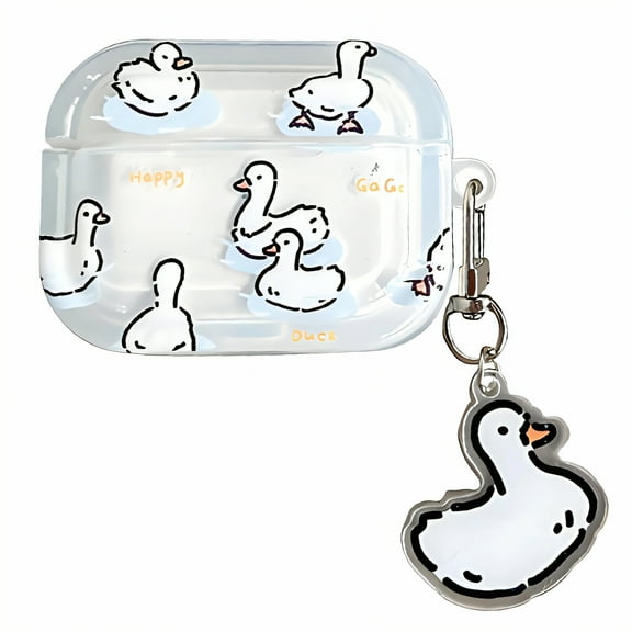GJX Case Cover Fits for Airpods Pro 2,Soft Tpu Case Compatible with Airpod Gen 2,Duck Pattern Transparent Case for Airpod Pro