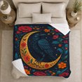 thumbnail image 5 of Enchanted Raven Crescent Moon Floral, Festive autumn celebration Scene, Warm Flannel Blanket for Living Room and Reading Nook, Art Lovers autumn celebration Gift, Festive Home Decor, 5 of 9