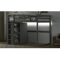 thumbnail image 5 of Wood Full Size Loft Bed with Built-In Wardrobe and Storage Shelves, Led Light, Gray, 5 of 9