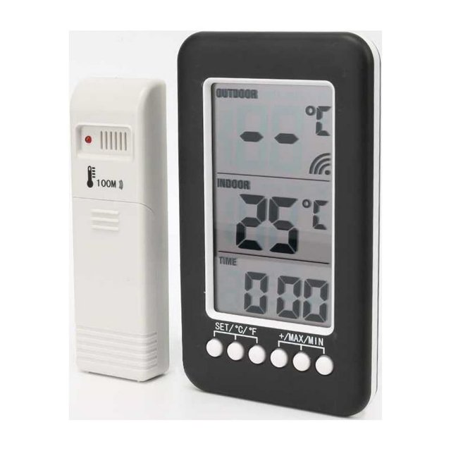 Indoor Outdoor Clock LCD Wireless Clock Wireless Clock Indoor Outdoor Digital Thermometer Electronic Temperature Meter with Transmitter
