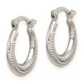 thumbnail image 2 of 925 Sterling Silver Rhodium-plated Textured Hollow Hoop Earrings; for Adults and Teens; for Women and Men, 2 of 3