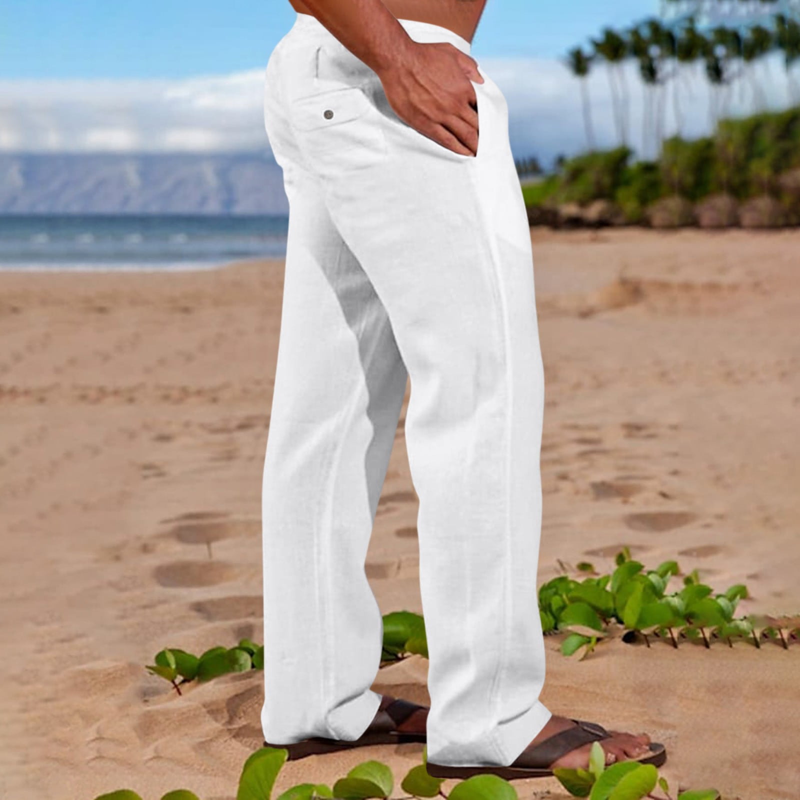 Paperbag Waist Cotton Beach Trousers  Oxendales