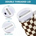 thumbnail image 5 of 40 oz Tumbler With Handle Stainless Steel Insulated Tumbler With Lid for Car Cup Holder Brown and Cream Checkered, 5 of 9