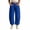 Blue, variant on Womens High Waist Single Button Barrel Cropped Pants Dual Square Patch Pockets Zipper Fly Solid Color Loose Casual Daily Walking Trousers