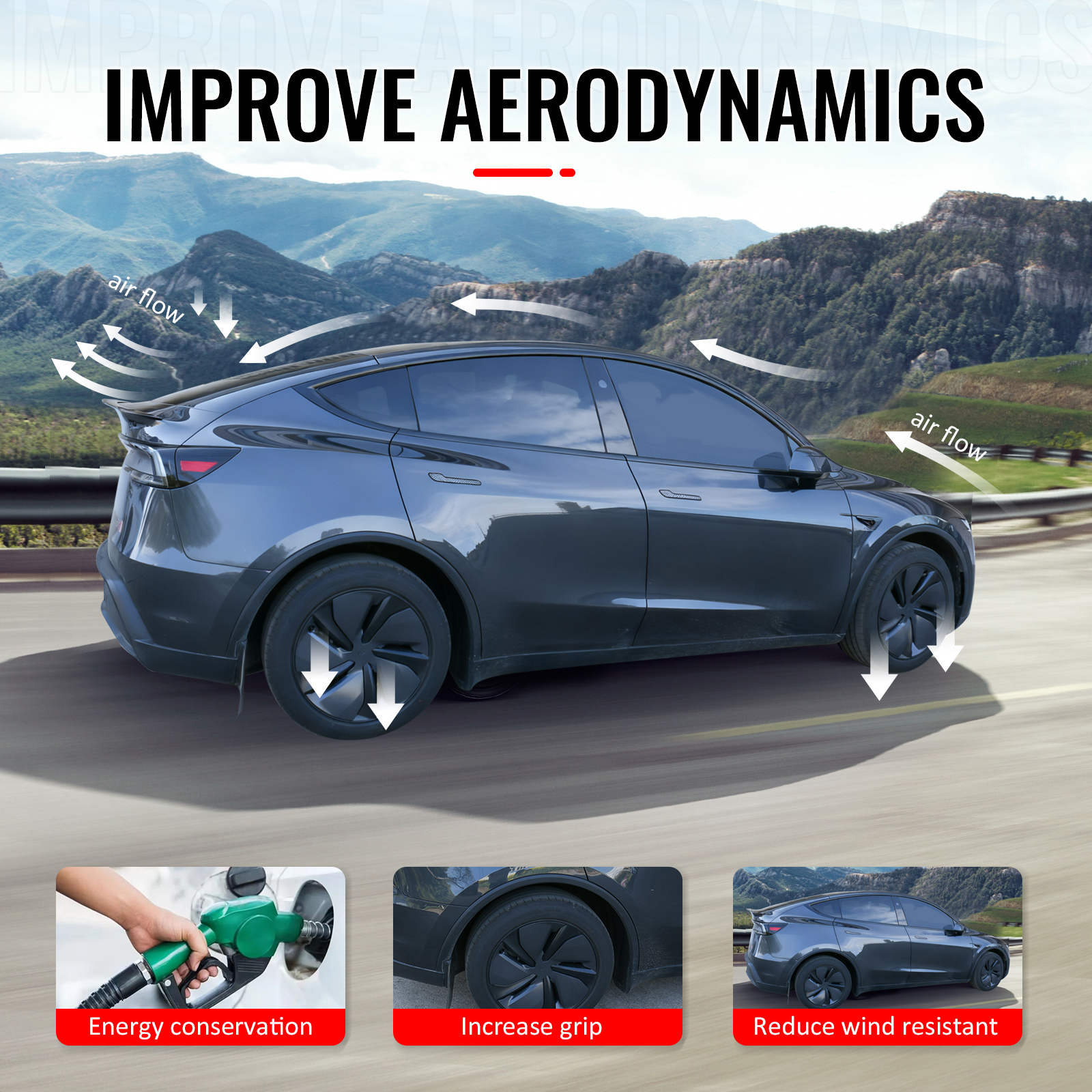 Ikon Motorsports Trunk Spoiler Compatible with 2026 Tesla Model Y Juniper, P Style Gloss Black ABS Plastic Add-on Rear Trunk Lid Spoiler Wing Lip