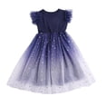 thumbnail image 3 of Vestido de verano para niñas, estilo cielo estrellado, degradado, manga corta, vestido de princesa, vestido de velo de ponte, falda para niñas, 3 of 5