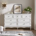 thumbnail image 1 of RoyalCraft Commode Blanche à 7 Tiroirs avec Glissières à Roulement à Billes, Cadre en Bois Robuste, Armoire de Rangement Moderne pour Chambre, 1 of 8