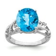 thumbnail image 1 of FB Jewels Sterling Silver Rhodium Checker-Cut Blue Topaz & Diam. Ring, 1 of 2