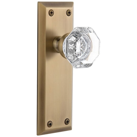 Grandeur Favchm_Dd_Na Fifth Avenue Solid Brass Rose Dummy Door Knob Set - Brass