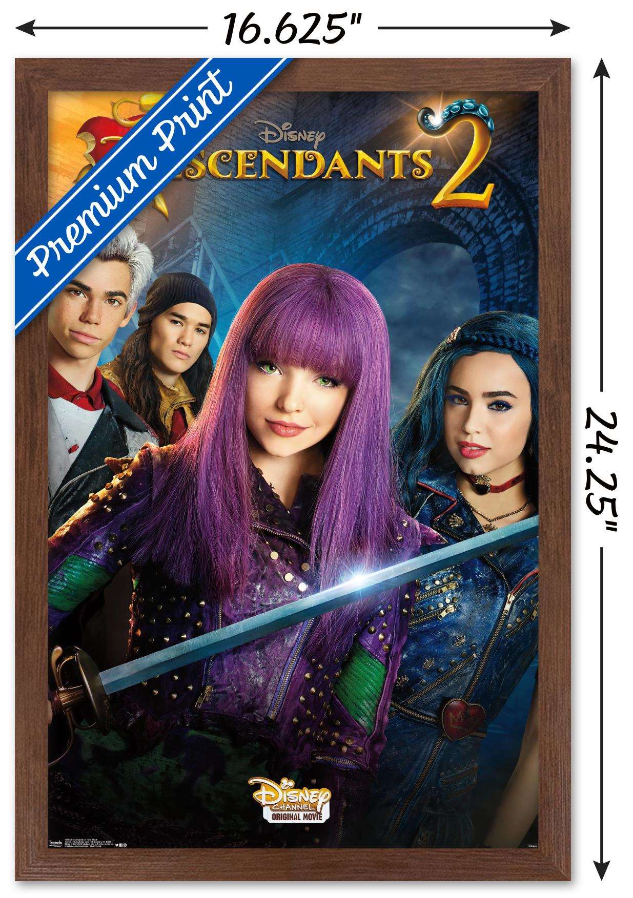 Disney Descendants 2 - One Sheet Wall Poster, 14.725" x 22.375", Framed