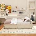 thumbnail image 2 of Queen Size Upholstered Platform Bed with USB and 2 Drawers, Beige, 2 of 13