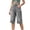 Gray, variant on Women's High Waisted Cargo Capris Denim Button Front Wide Leg Denim Pants Frayed Hem Casual Summer Trousers with Zipper Pockets