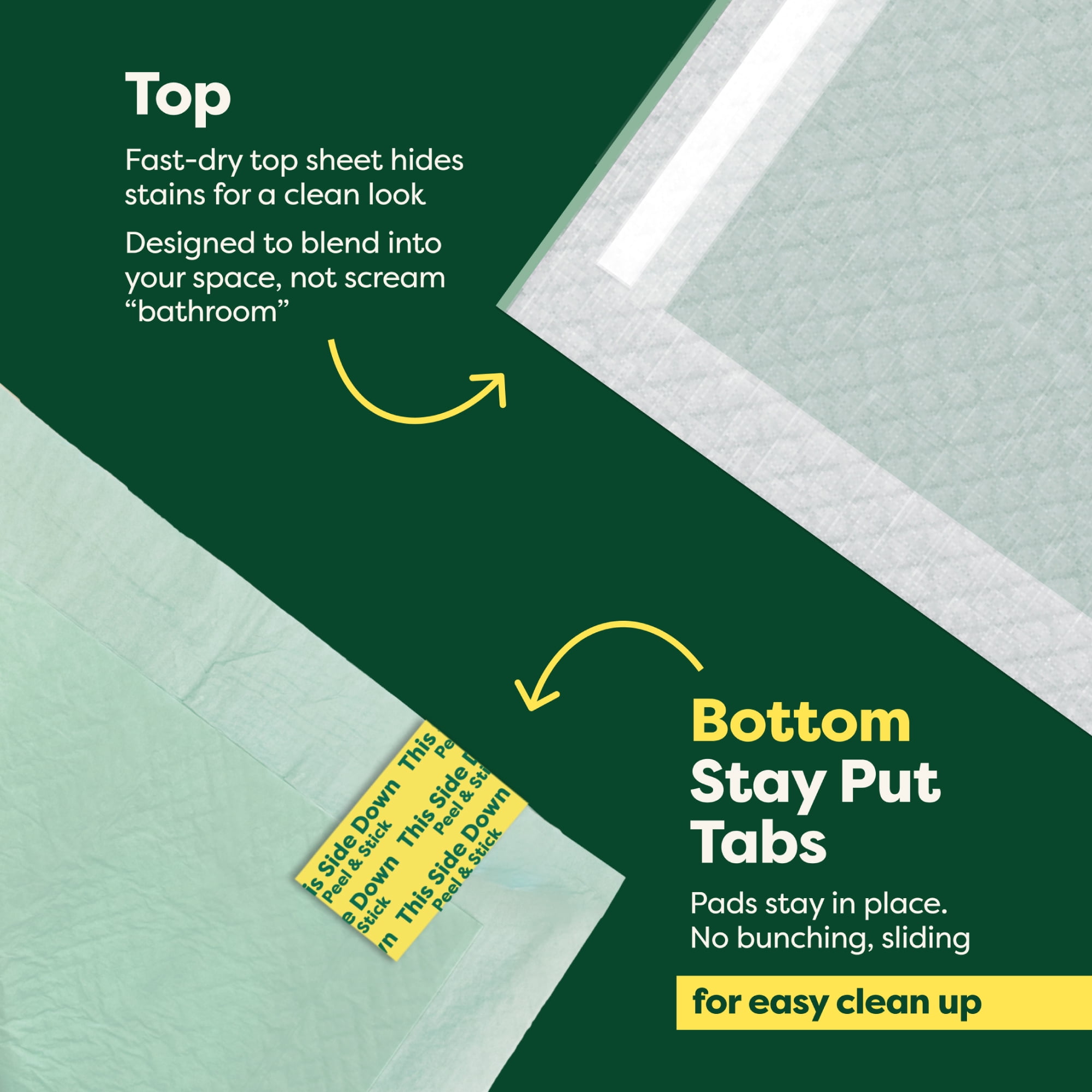 Earth Rated Leak-proof Pee Pads for Dogs and Puppies, 2X Faster Absorption*, Unscented, L, 22x22 in.,10ct