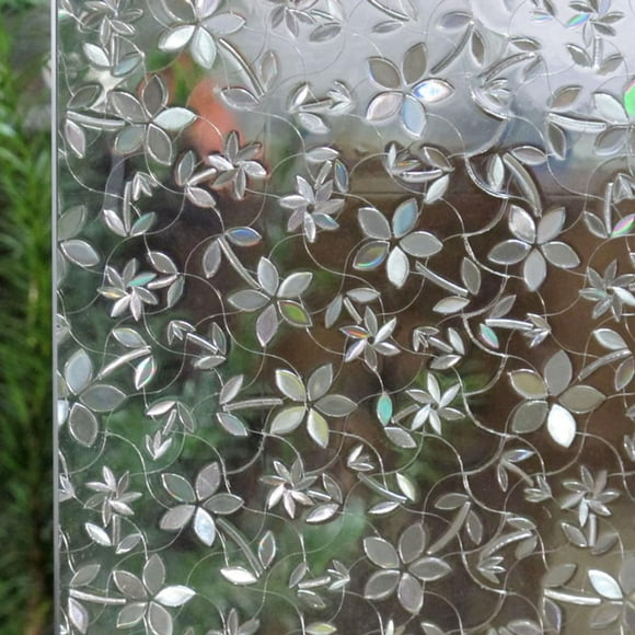 3D Decorative Floral Pattern Non-Adhesive Frosted Privacy Etched Window Film