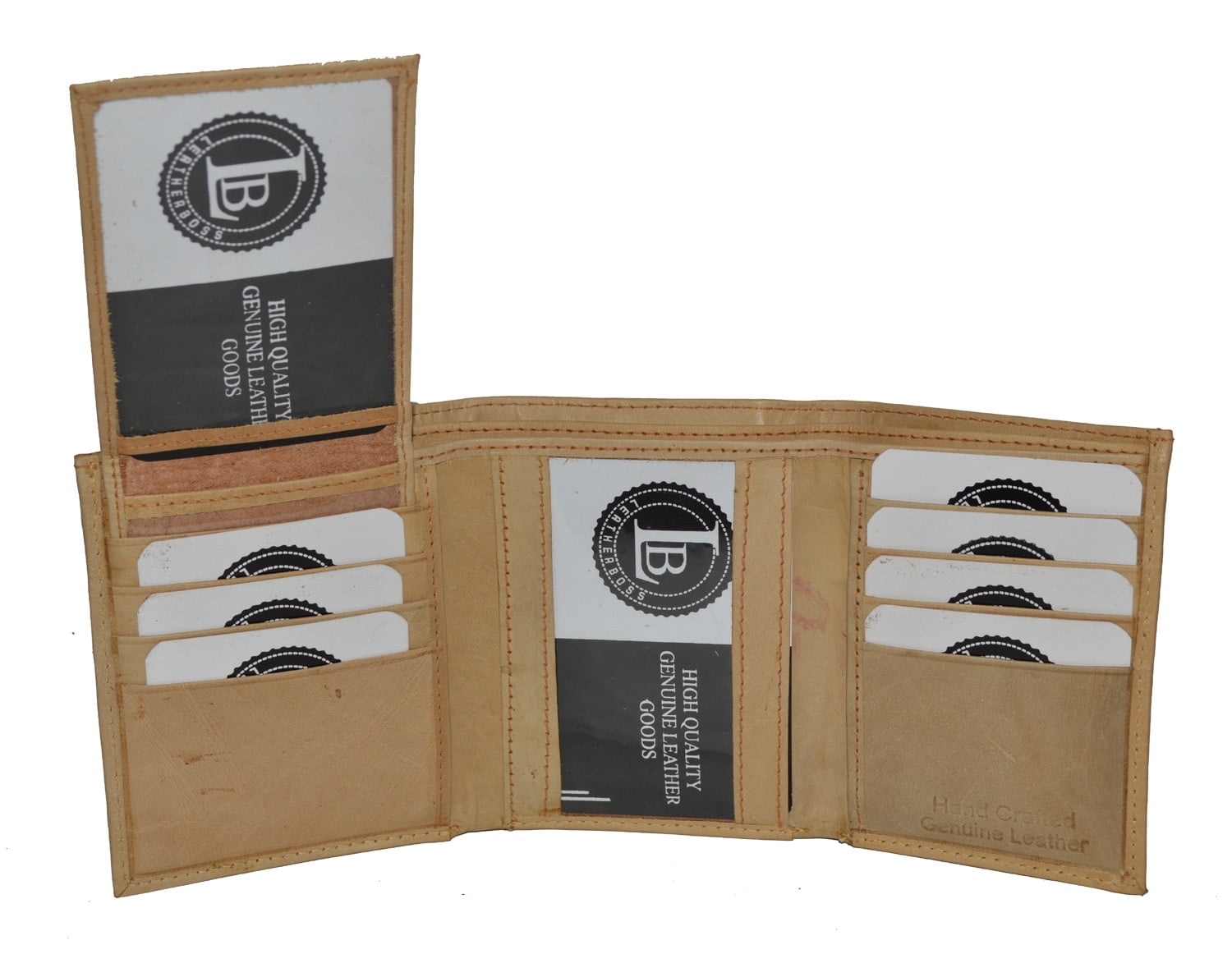 Men's Leather Trifold Wallet with Removable Flap and Front Zipper